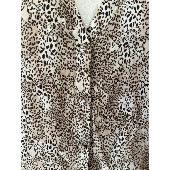 Joie Blouse Top Button Front Long Sleeve Leopard Animal Print Silk Biege Sz XS - Picture 6 of 9
